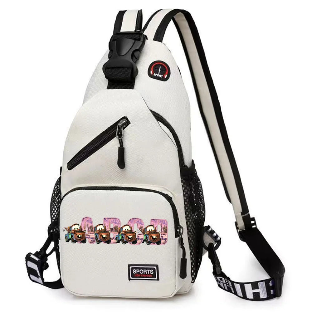 Cars Lightning McQueen Chest Bag Sling Messenger Bag | Crossbody Backpack Travel Sports Bagpack | Men Shoulder Bag Women Rucksacks Luxegan