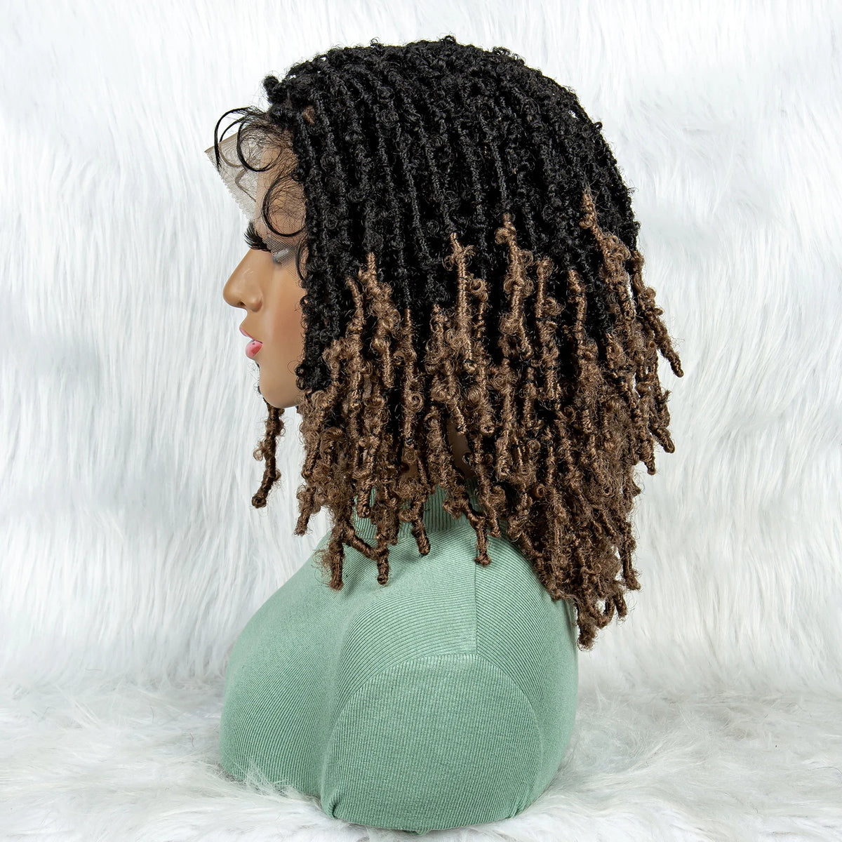 KIMA Pelucas trenzadas sintéticas de 14 pulgadas Peluca frontal de encaje Pelucas trenzadas 9x6 Trenzas de caja sin nudos con pelo de bebé para mujeres negras