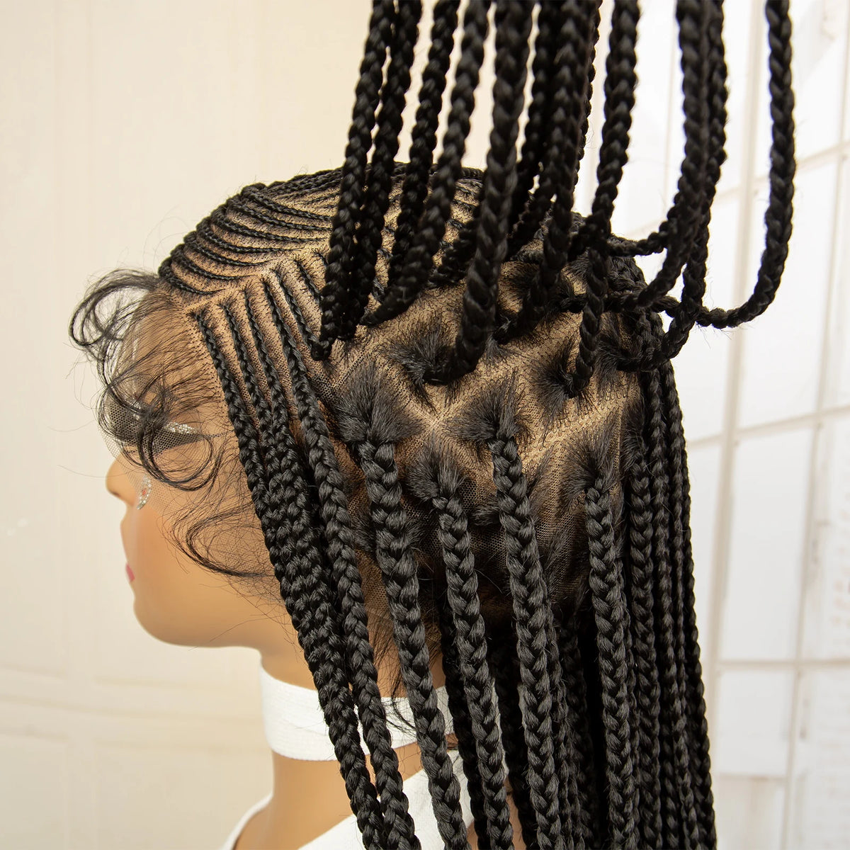36 Inch Square Knotless Box Cornrow Wig | Full Lace Frontal