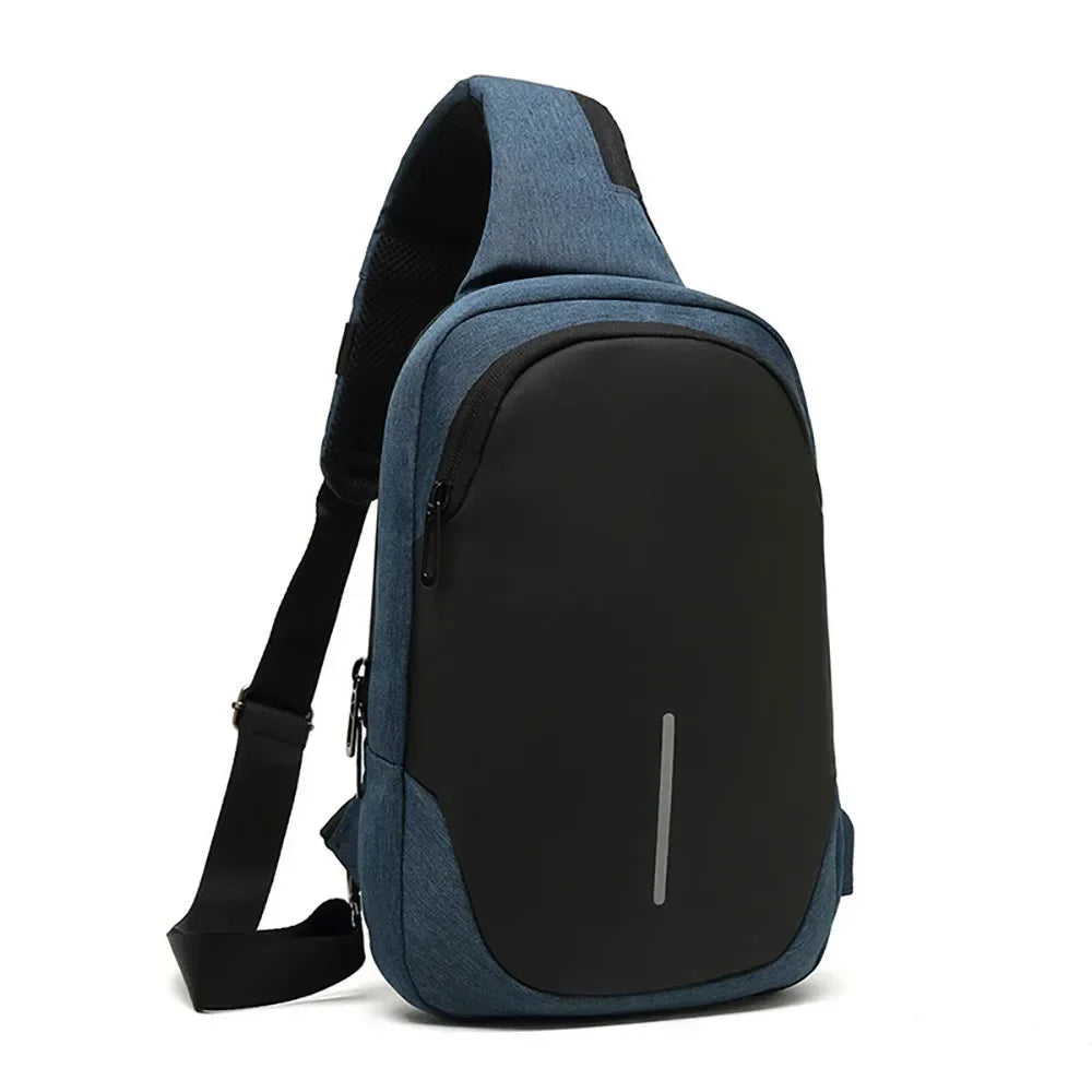 Smart Anti-Theft Waterproof Sling Pack | Sophisticated "Box Chest Bag" Silhouette | Premium Oxford Tech Crossbody Shoulder Bag for Men | Famous Brand Versatile Essential for Modern Urban Commuting Luxegan