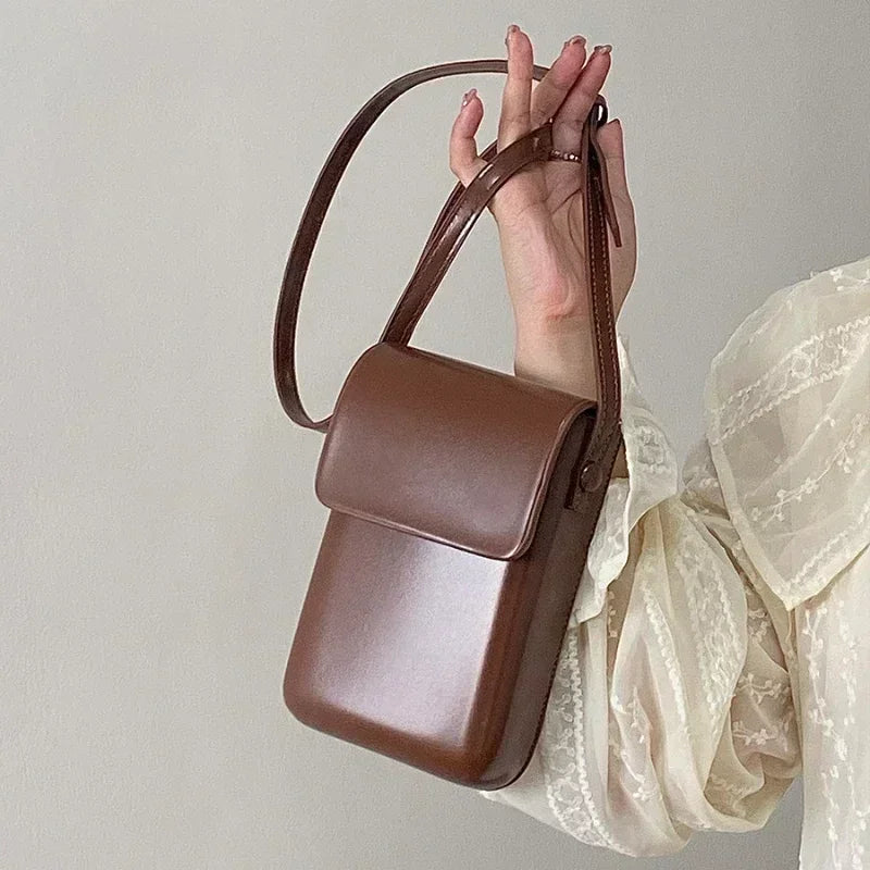 Mini PU Leather Crossbody Bag | Simple Flap Shoulder Purse Luxegan