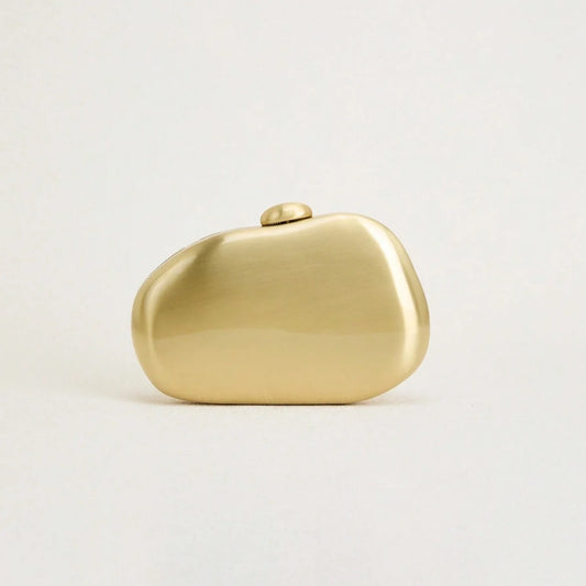 Designer Gold Mirror Shell Evening Clutch Bag | Luxury Metallic Hard-Case Small Purse for Women | Cute Fashion