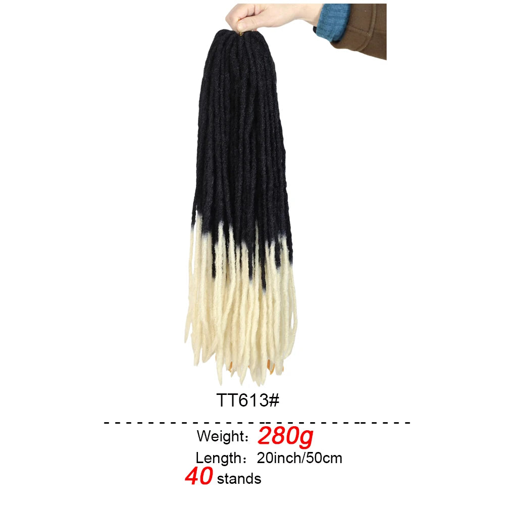 20-Inch Ombre Soft Dreadlocks Crochet Hair | Straight Synthetic Faux Locs for Black Women (Kanekalon Fiber) Luxegan