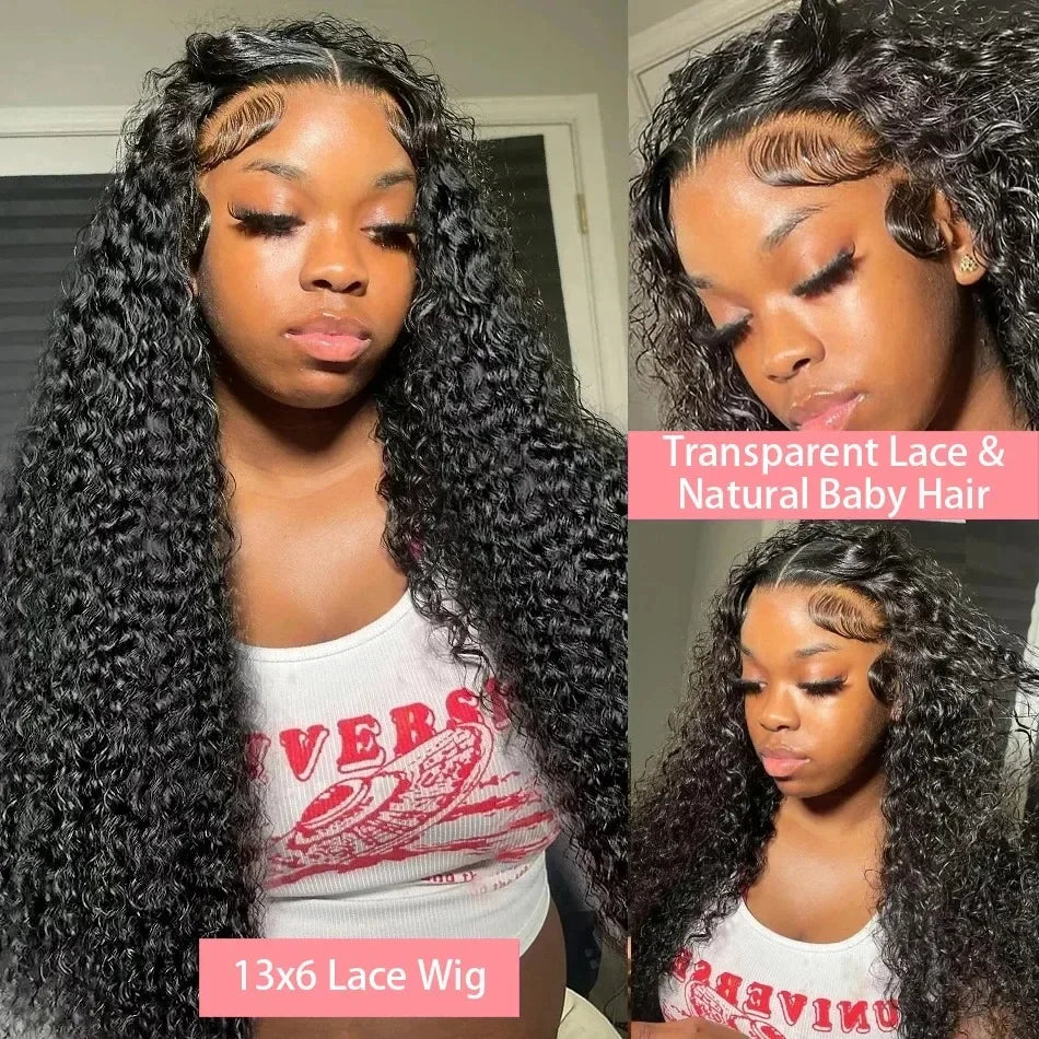 Long Deep Wave HD Transparent Lace Frontal Wig | Sophisticated 200% Density Brazilian Remy Human Hair | Elegant "Full Frontal" Silhouette | "Dignified" Pre-Plucked 13x4 &amp; 13x6 Lace Wigs for Radiant Versatile Styling Luxegan
