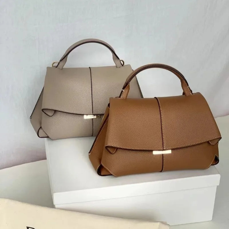 High-Quality Ladies Pleated Handbag | Noble Texture Faux Leather Square Satchel | Elegant Inclined Style Crossbody & Shoulder Bag Luxegan