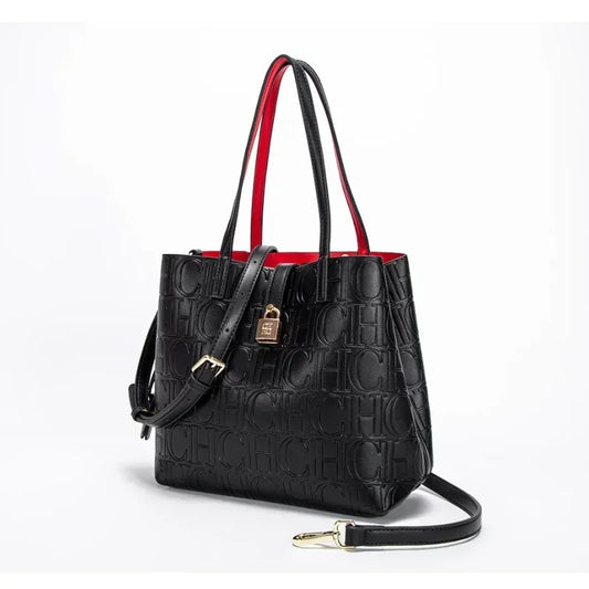 High Quality Fashion Ladies Shoulder Bag | Senior Sense Pure Color Letter Print Design Temperament Tote Bag (Large Capacity, Versatile) Luxegan