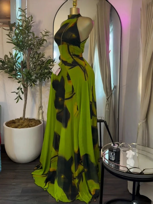 Floral Print Off-Shoulder Mermaid Maxi Dress – Belted, Floor-Length Luxegan