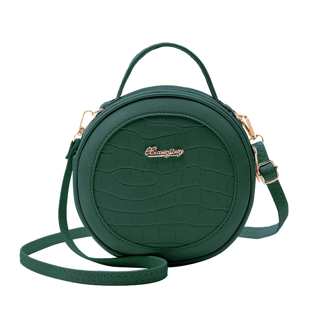 Youthful Alligator Pattern Crossbody Bag | Round Circle PU Shoulder Pouch Luxegan