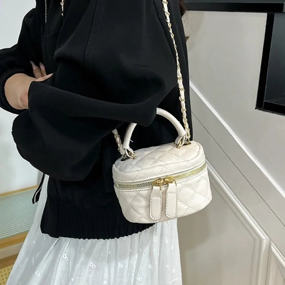 Mini Diamond Quilted Leather Bucket Bag Multi-Color Checkered Pattern Crossbody Bag with Gold Chain Shoulder Strap Shoulder Bag Luxegan