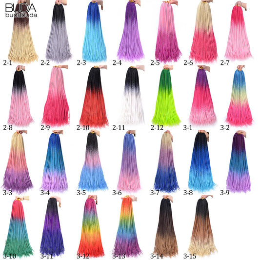 24-Inch Long Ombre Box Braids Crochet Hair - Pre-Looped Synthetic Braiding Hair Extensions - High Temperature Fiber 22 Strands/Pack Piano Color Crochet Braids for Women & Girls (27 Colors Available)