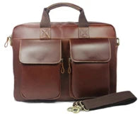 Luxury Genuine Leather Men's Briefcase | Sophisticated "Bull Leather" Silhouette | 15-inch Laptop Portfolio & Messenger Bag | "Dignified" High-Performance M019 Document Bag for Radiant Versatile Styling Luxegan