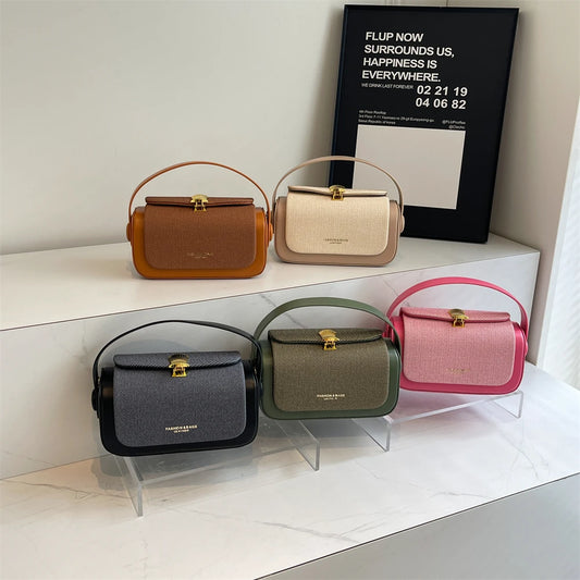 Simple Fashion Mini Square Crossbody Bag | Luxury Designer Box-Shape Purse | Sophisticated Pure Color Shoulder Satchel | Elegant PU Leather Handbag with Letter Decoration Luxegan