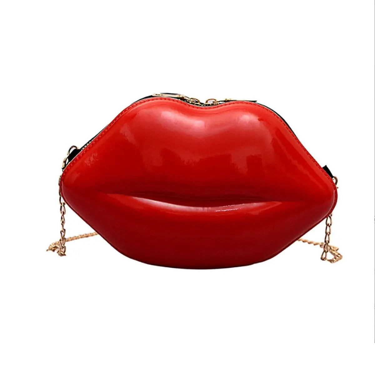 Niche Red Lip Shaped Chain Bag, Novelty Mini Shoulder Bag, Women's Stylish Zipper Bag Luxegan