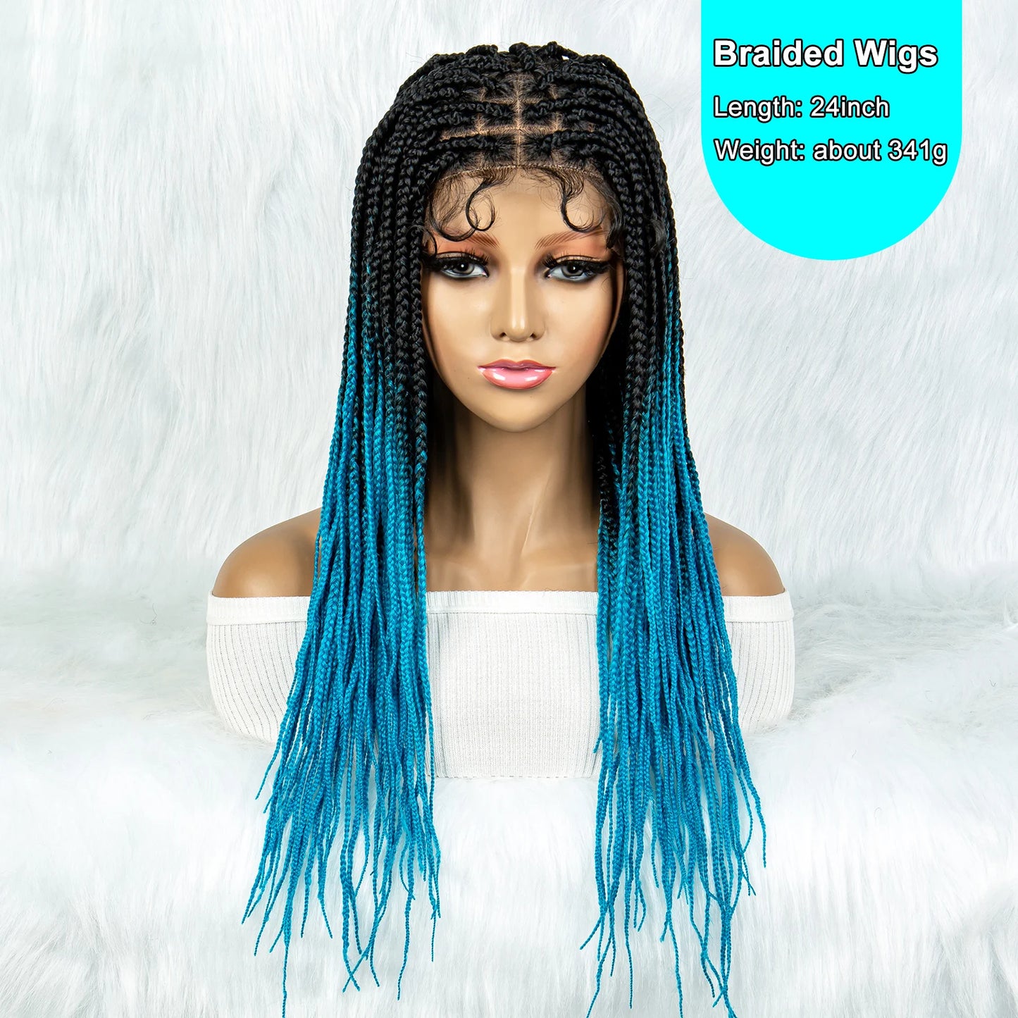 Colorful Knotless Box Braids Wig | Full Lace Front with Baby Hair Luxegan