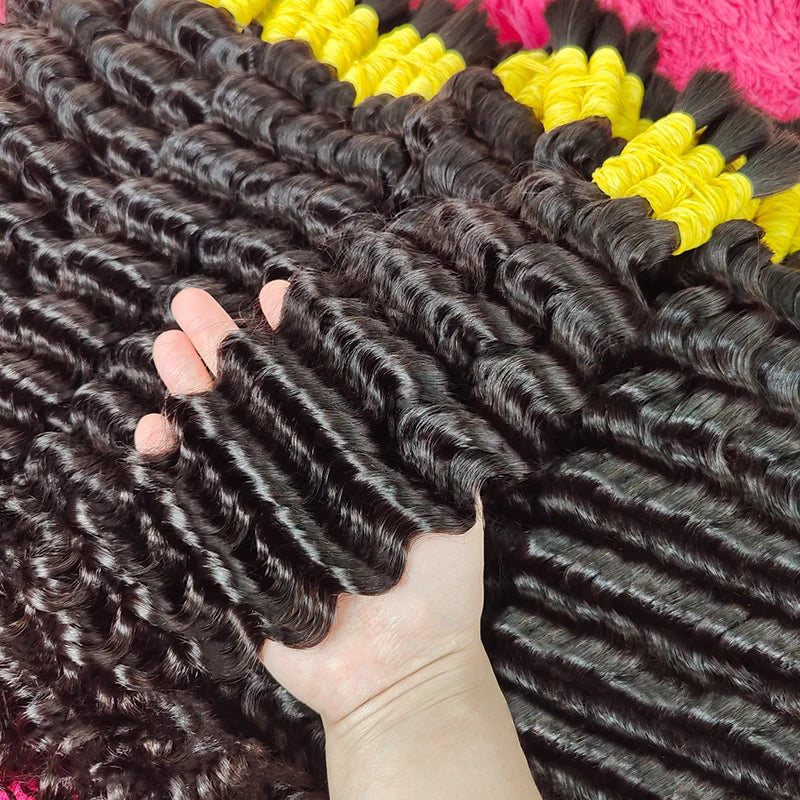100% Human Hair Bulk Extension Virgin Human Hair Deep Wave Hair Curly 10a Bulk Weaving For Braiding Unprocessed No Weft 30 Inch