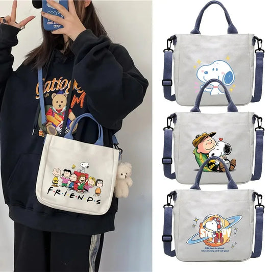Kawaii Snoopy Cartoon Canvas Bag | Crossbody School Bookbag for Students Luxegan