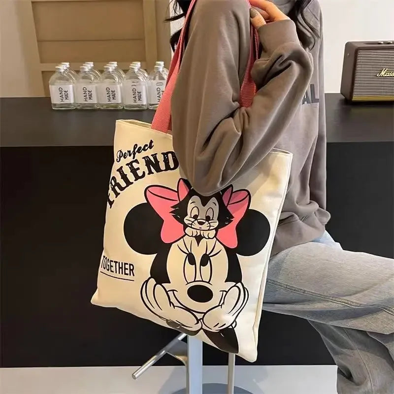 Disney Mickey and Minnie Canvas Bag | Large Capacity Shoulder Bag & Mommy Bag Luxegan