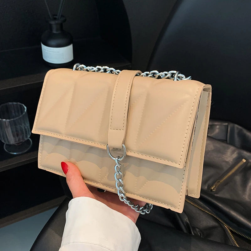 Designer Fashion Women Shoulder Bag | Ladies PU Leather Handle Handbag | Chain Strap Crossbody Bag (Vintage Pillow Shape) Luxegan