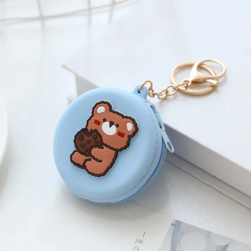 Cute Women Coin Wallet Pendant Keychain | Silicone Round Coins Bag Small Girls Key Bag | Mini Purse Kid Gift Luxegan