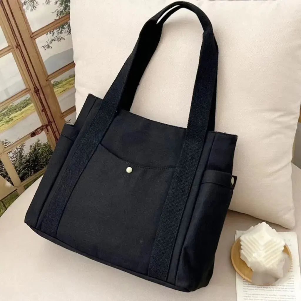 Large Capacity Canvas Tote Bag | Sophisticated "High Appearance" Work Silhouette | Elegant "Art Student" Commuting Shoulder Bag | "Dignified" Solid Casual Tote for Radiant Versatile Styling Luxegan