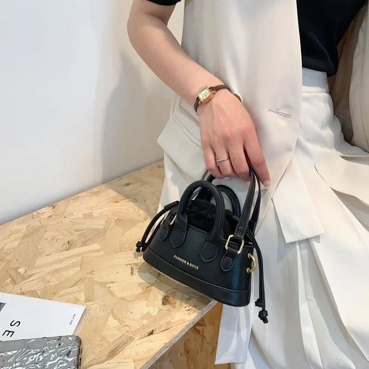 Cute Mini Shell Bag | Retro PU Leather Crossbody Purse Luxegan