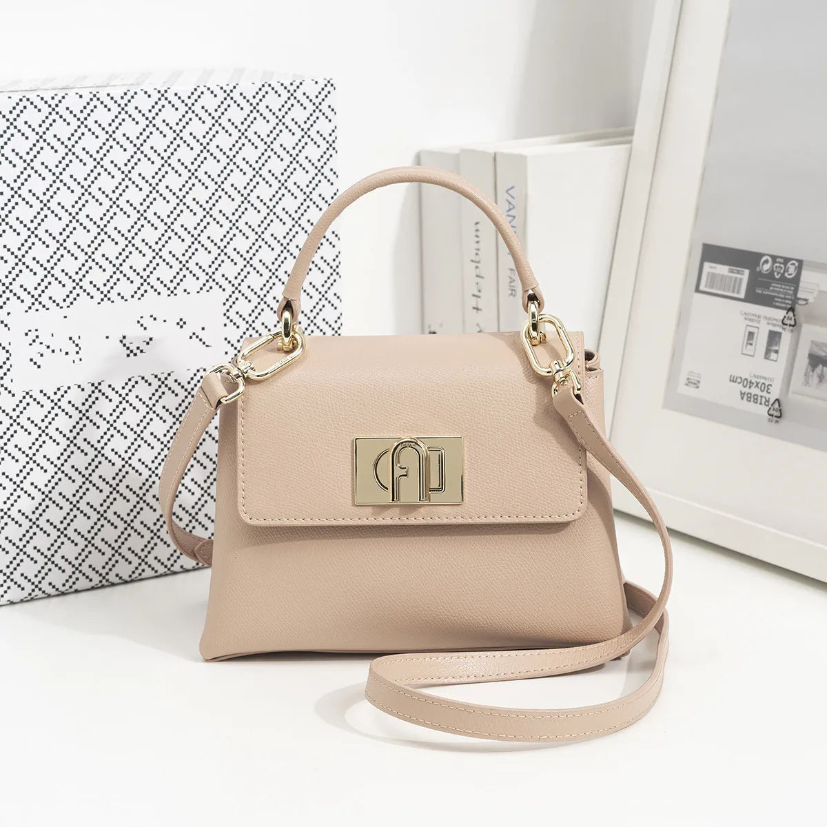 New Genuine Leather Small Square Bag | Natural Cowhide Women's Handbag | Luxurious Commuting Mini Crossbody Bag (Soft Leather) Luxegan