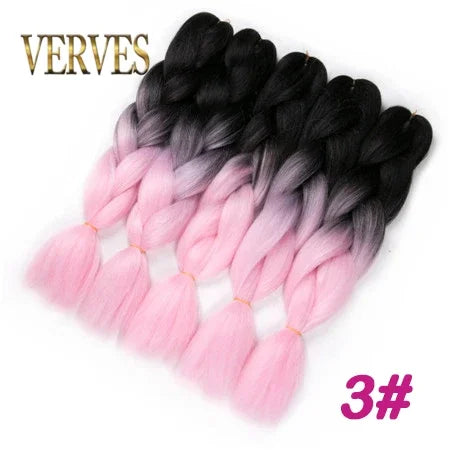 Synthetic Jumbo Braid Kanekalon Braiding Hair 24in | Ombre & Solid Colors | 100g