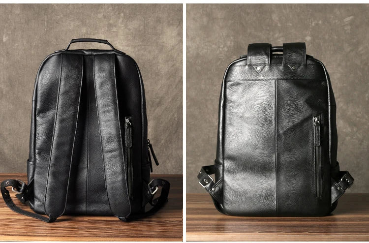 High-Quality Genuine Cow Leather Backpack | Fashion Urban Rucksack & Student School Bag | Large 35L Capacity Travel Knapsack with 15-inch Laptop Compartment Luxegan