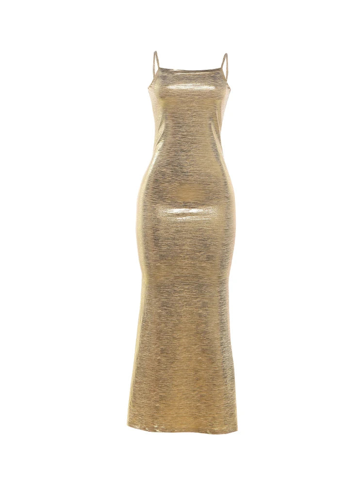 Solid V-Neck Sleeveless Ribbed Detail Slim Fit Sheath Ankle-Length Dress – Natural Waist, Spring/Summer Luxegan
