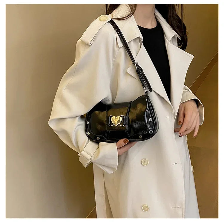 Fashion Women Y2K Armpit Bag | Luxury Design Pleated Underarm Shoulder Bag | Solid Color Hobos Messenger Handbag Luxegan