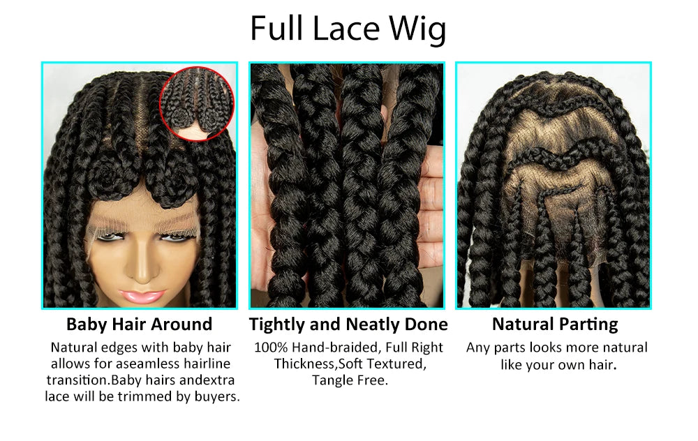 14 Inch Jumbo Bantu Knotless Box Braided Wig | Full Lace Cornrow