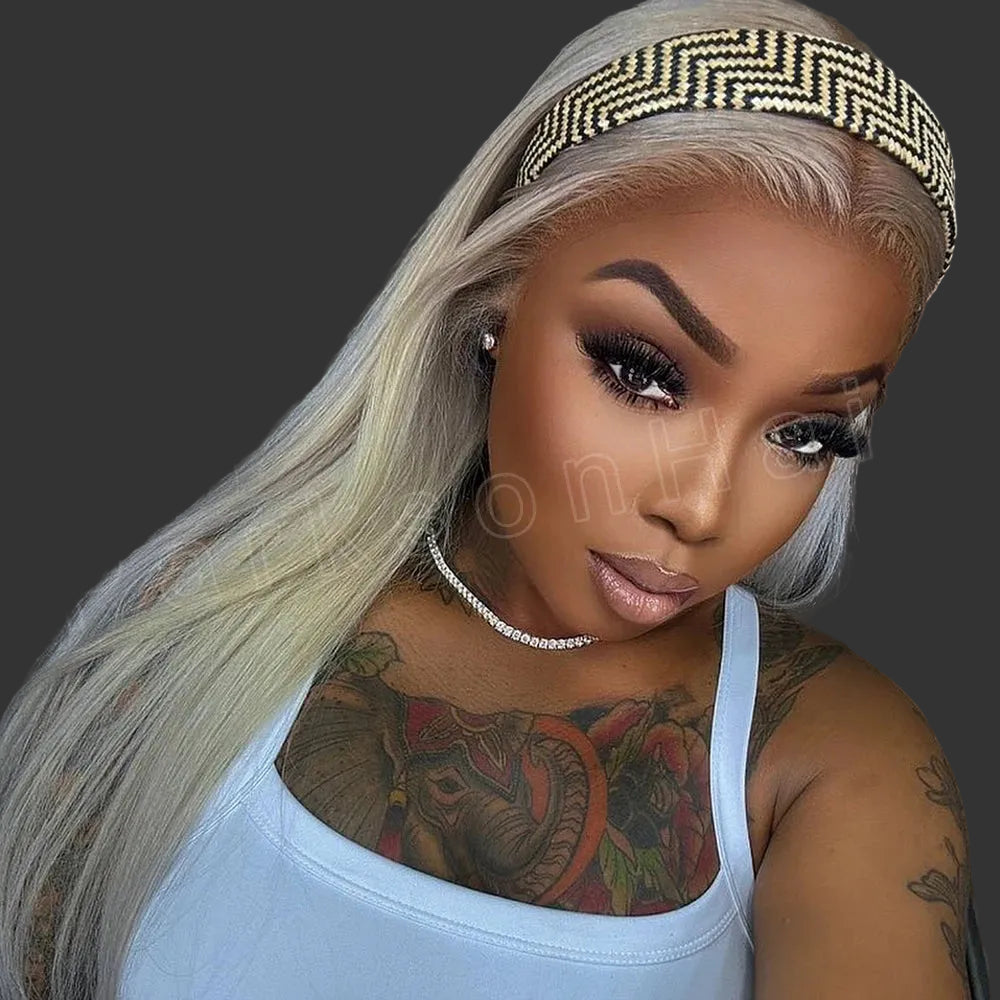 #60 613 Platinum Blonde Wear-and-Go Glueless Wig | 13x4 HD Transparent Lace Frontal Wig | 100% Brazilian Remy Human Hair Body Wave Long 26+ Inch Wig for Women Luxegan