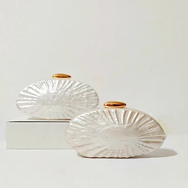 TPU Solid Knucklebox Clutch | Hard French Irregular Pattern Pearlescent Evening Bag