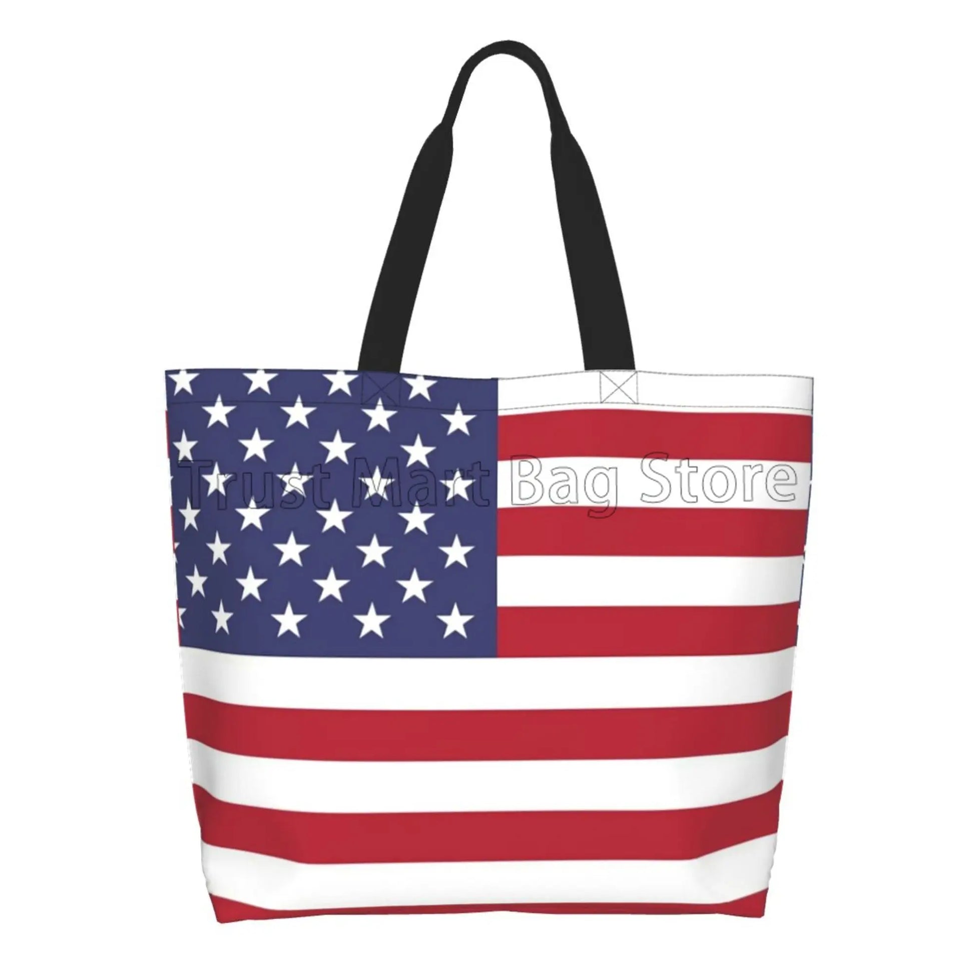 American USA Flag Canvas Tote Bag | Large Women Casual Shoulder Bag Handbag | Reusable Multipurpose Shopping Grocery Bag for Outdoor Luxegan