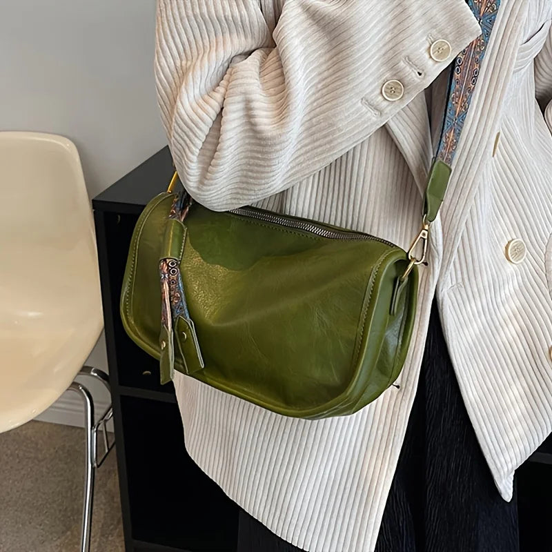 PU Leather Solid Pillow Bag | Stylish Vintage Large Capacity Crossbody Purse Luxegan