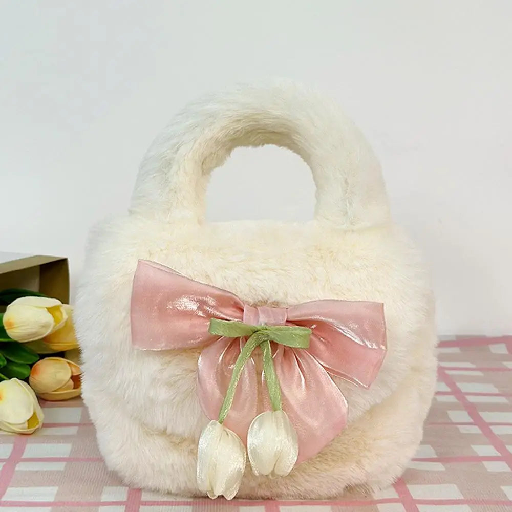 Top Handle Bag Small Women Tote Bag Furry Tote Bag Women Plush Bag Stylish Tote Handbags For Women Girls