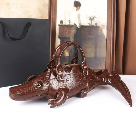 New Style 3D Crocodile Crossbody Bag | Sophisticated "Creative & Funny" Silhouette | High-End Three-Dimensional Animal Handbag | "Dignified" High-Performance Statement Piece for Radiant Versatile Styling Luxegan