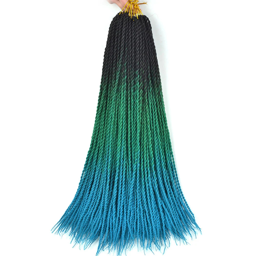 24-Inch Long Ombre Box Braids Crochet Hair - Pre-Looped Synthetic Braiding Hair Extensions - High Temperature Fiber 22 Strands/Pack Piano Color Crochet Braids for Women & Girls (27 Colors Available)