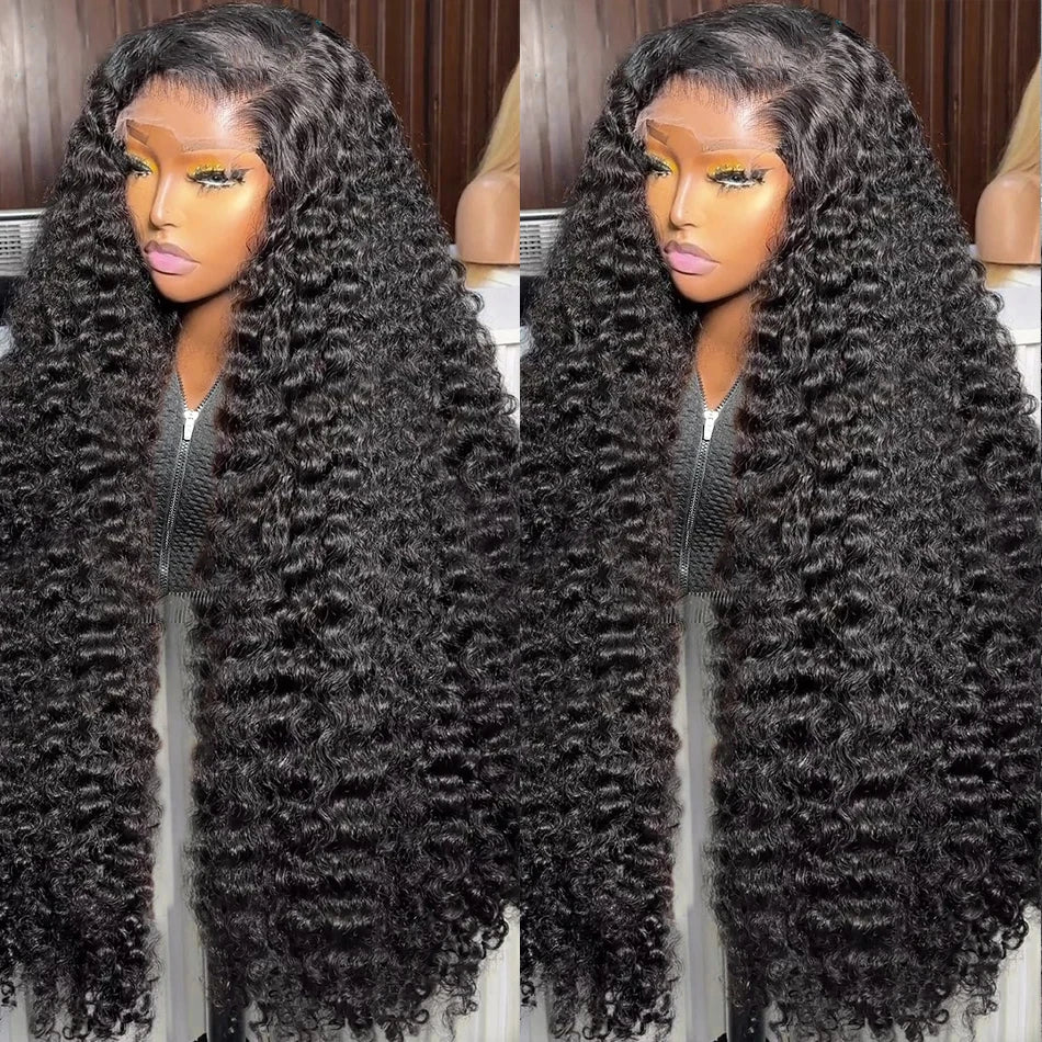 Deep Wave 200% Density Glueless Lace Wig - 13x6 / 13x4 Transparent Lace Frontal & 6x4 Wear-and-Go Human Hair Wig - 100% Brazilian Remy Water Curly Long Wig for Women (32-34 Inch) Luxegan