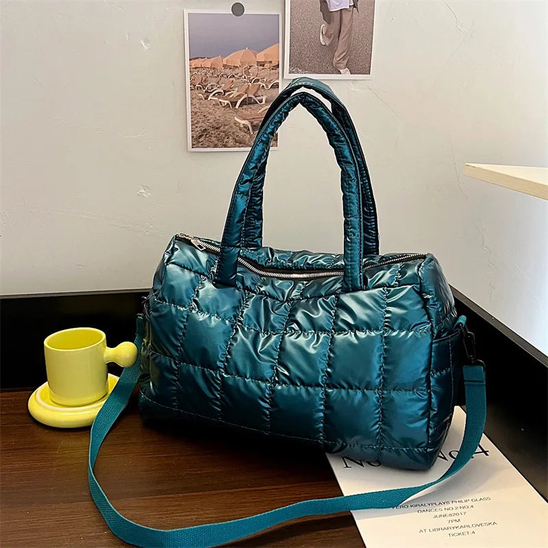 Luxury Space Padded Cotton Handbag | Big Capacity Shoulder Bag & Waterproof Nylon Bag (Travel Down Crossbody Bag Purse Bolsa) Luxegan