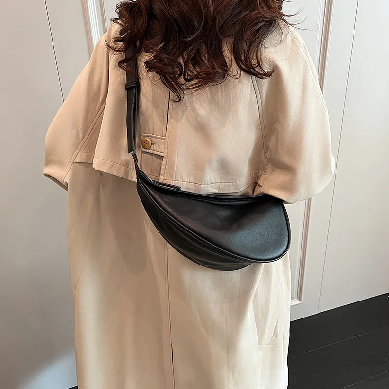 Sewing Thread Saddle Bag | High Capacity PU Shoulder Handbag Luxegan