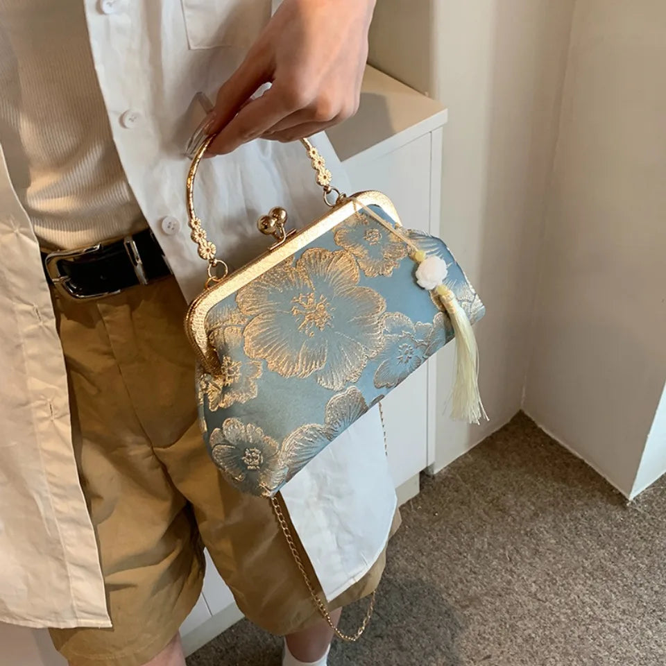 Chinese Style Embroidered Shoulder Bag | Retro Small Square Handbag & Luxury Evening Clutch Luxegan