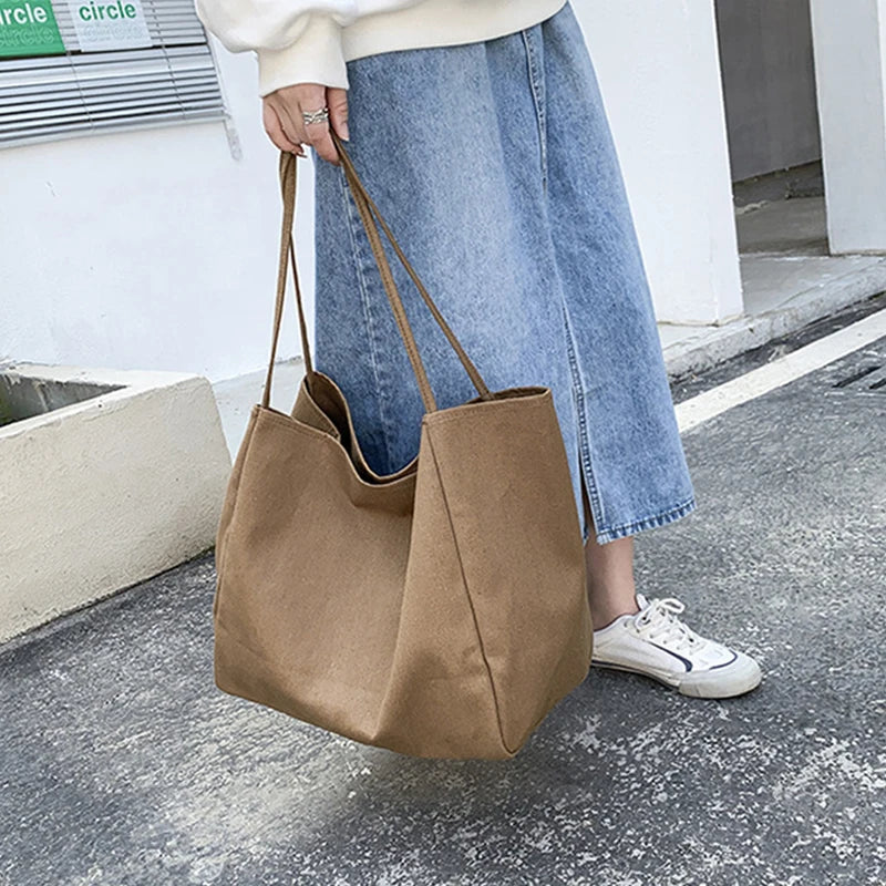 Large Capacity Canvas Shopper Tote | Eco-Reusable Grocery Handbag & Travel Shoulder Bag Luxegan