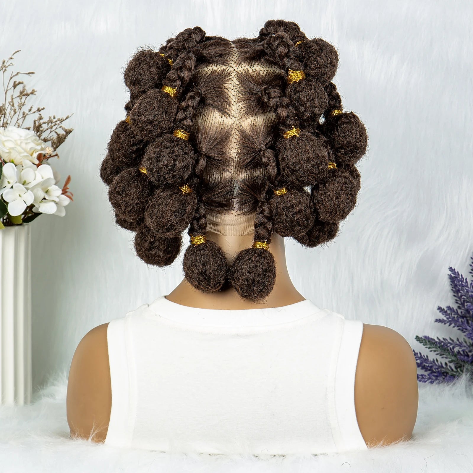 New Style Bantu Knot Knotless Box Braids HD Full Lace Wig | Synthetic Braided Wig for Black Women Luxegan