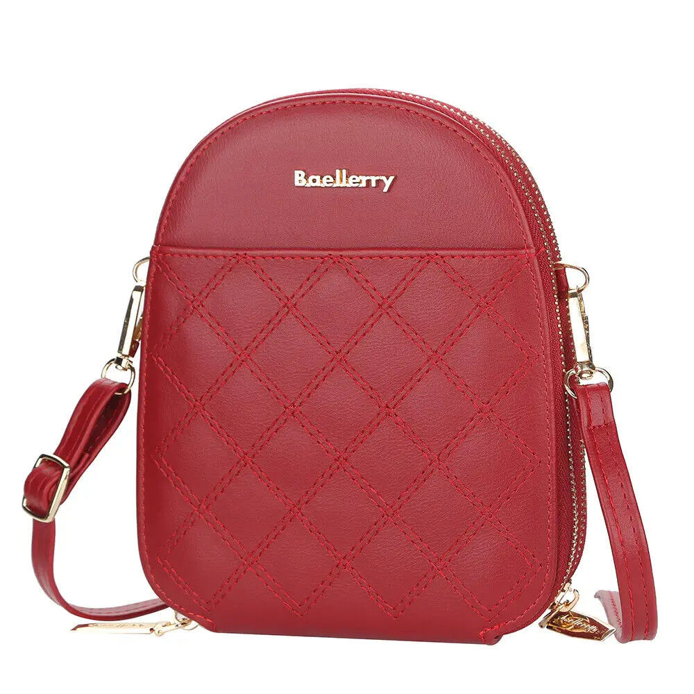 Fashion Small Plaid Leather Crossbody Bag | Luxury Shell Shoulder Bag for Women | Versatile Wallet Purse Handbag with Detachable Strap | Chic PU Leather Mini Bag Luxegan