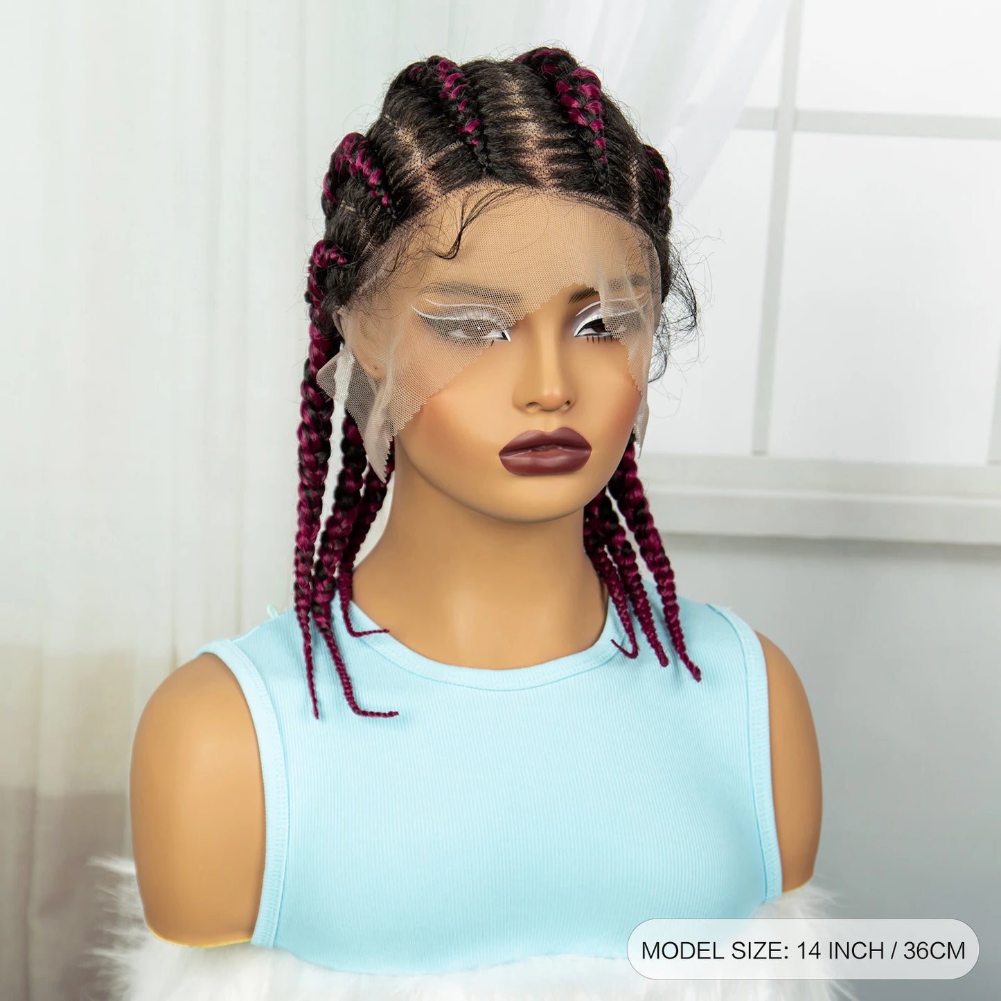  14" Short Knotless Cornrow Braids Wig | Transparent Full Lace Bob Luxegan