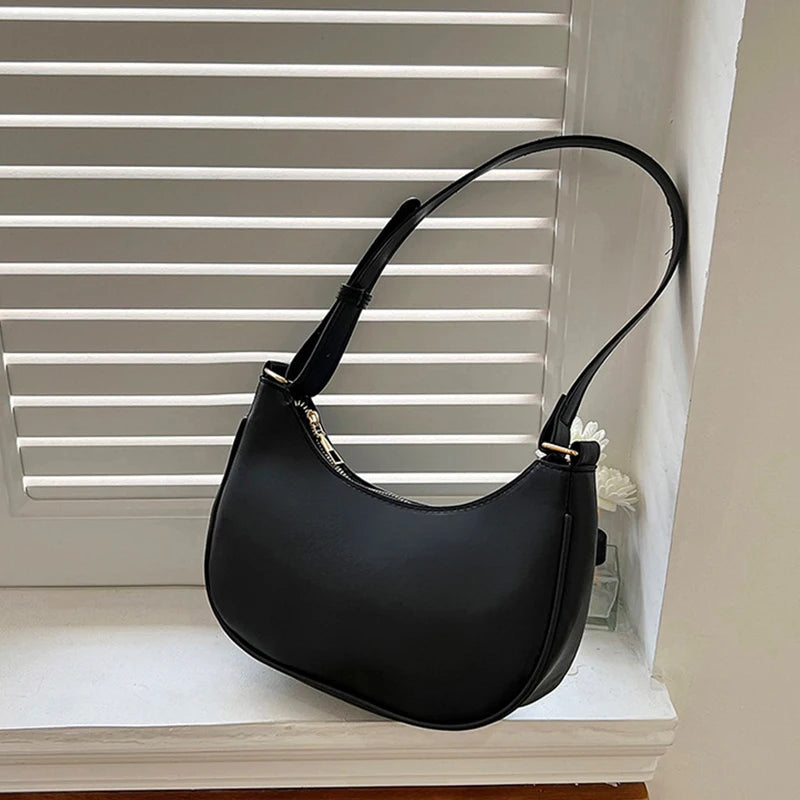 Luxury Designer PU Leather Underarm Bag | Fashion Women's Solid Color Pleated Clutch & Shoulder Hobo Tote Bag Luxegan