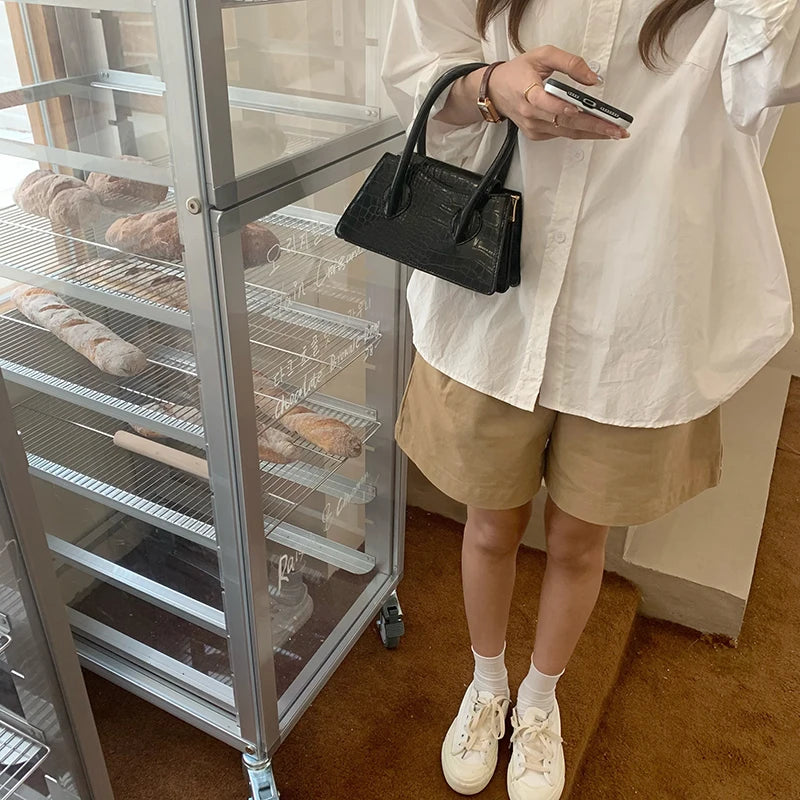 Fashion Small Square Women’s Clutch | Luxury Crocodile Pattern Messenger Bag | Simple Ladies’ Shoulder Crossbody Purse with Secure Hasp Luxegan