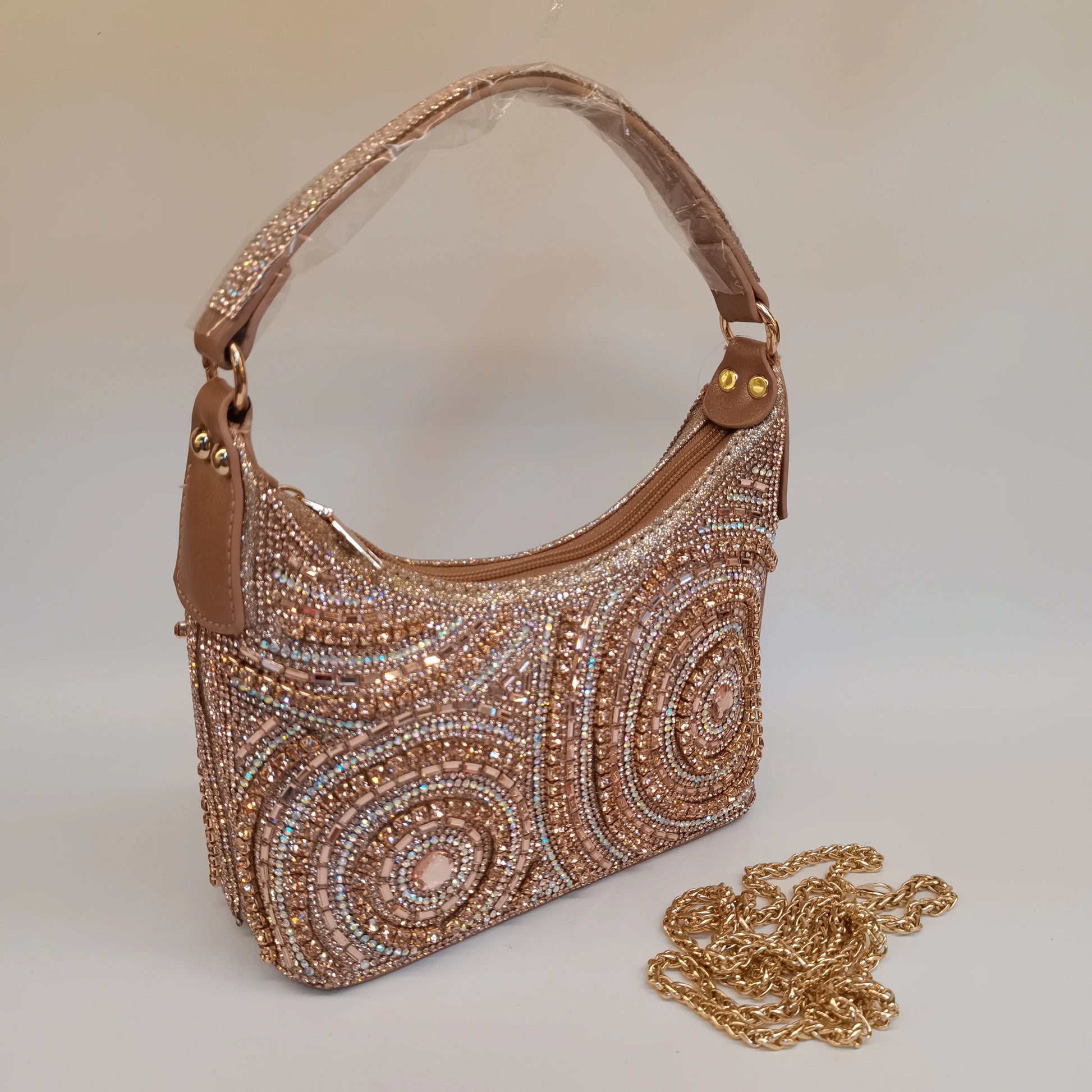 Soft Rhinestone Embellished Evening Bag | Fashion Chain Clutch Luxegan