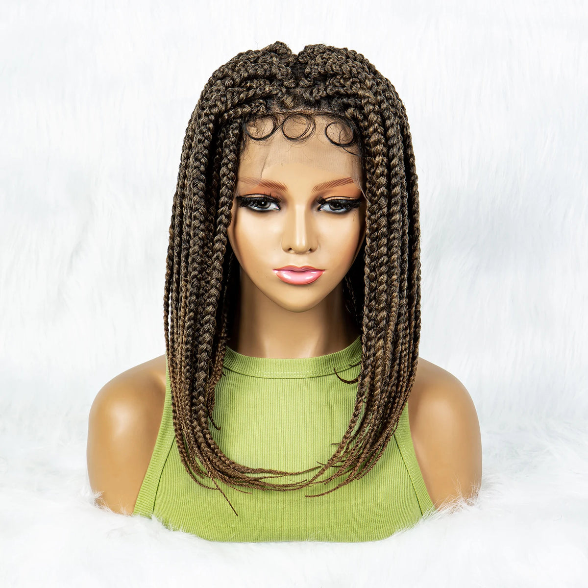 Pelucas trenzadas Bob para mujeres negras Peluca de encaje completo con trenzas estilo cornrow Peluca sintética de encaje frontal con trenzas de caja sin nudos con cabello de bebé